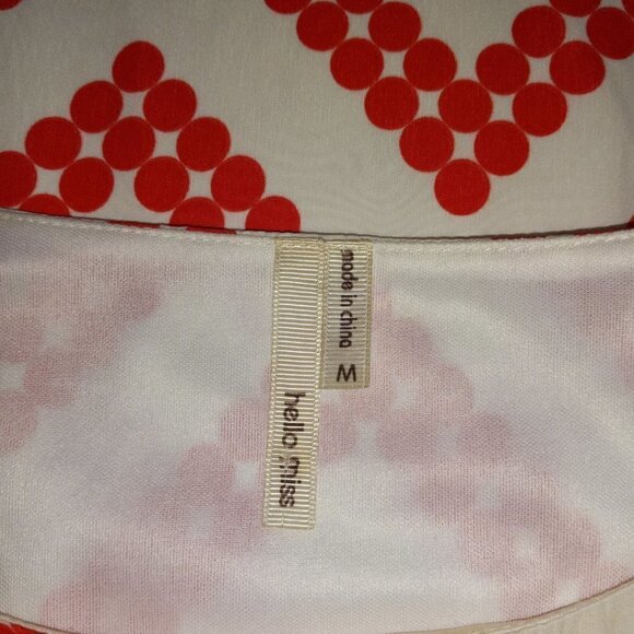 HELLO Miss White Tunic Dress W/ Orange Dotted Chevron - Picture 4 of 5